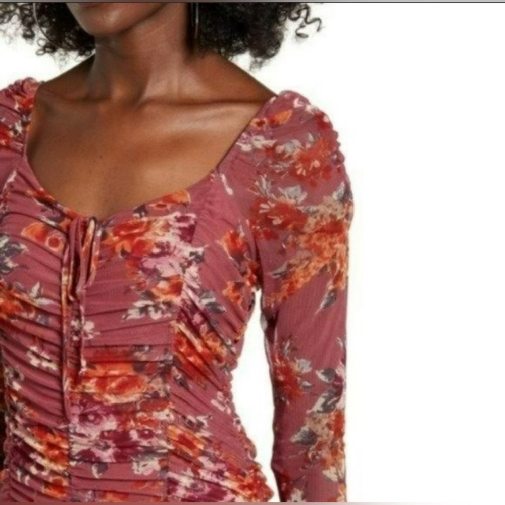 NWT 4SI3NNA Harper Floral Ruche Mini Dress - Picture 4 of 4